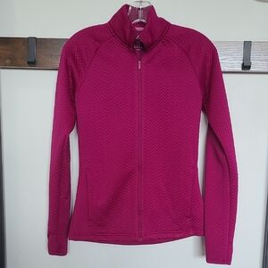 Adidas Pink Textured Golf Hiking Utility Jacket with High Collar and Slim Fit